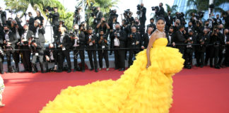 Farhana Bodi wearing Atelier Zuhra at the opening ceremony, 2021 Cannes Film Festival.
