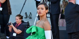 Taylor Russell at the "Bones & All' premiere at the 79th Venice International Film Festival in September 2022