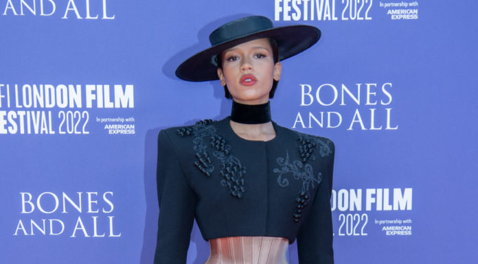 Taylor Russell attending the "Bones And All Premiere" at the 66th BFI London Film Festival in October 2022