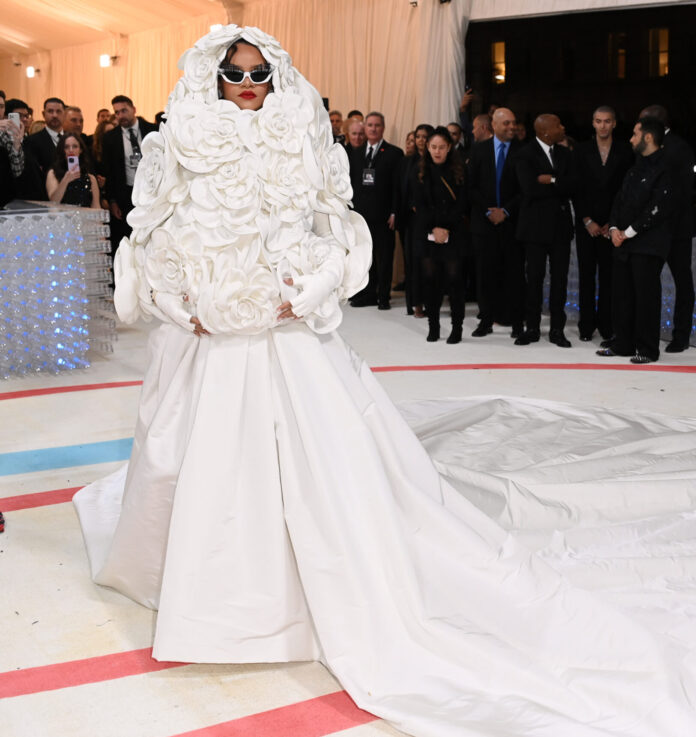 Rihanna at The Metropolitan Museum of Art's Costume Institute Benefit, celebrating the opening of the Karl Lagerfeld: A Line of Beauty exhibition in May 2023